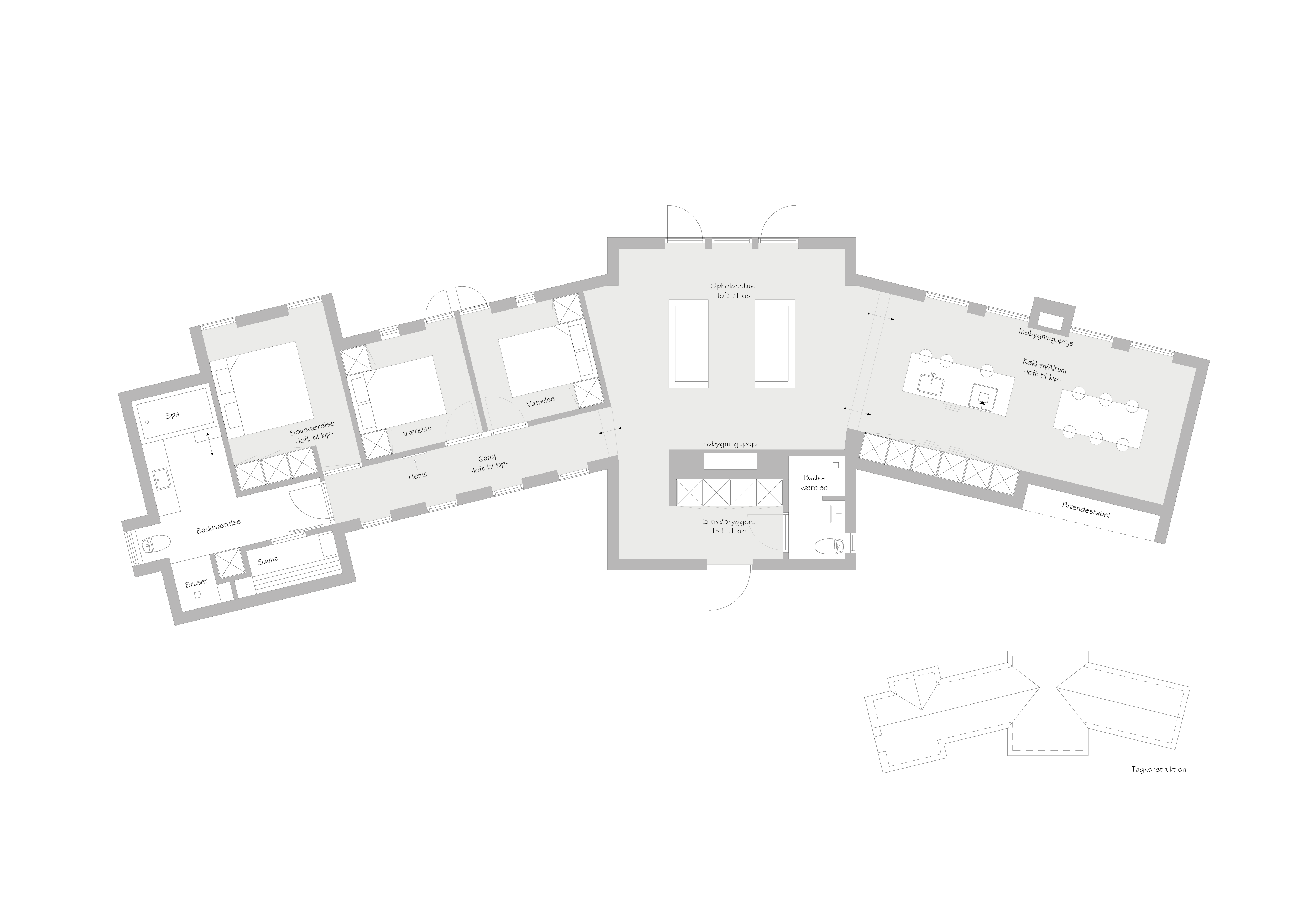 Plantegning dobbeltknæk hus - RJ Arkitektur